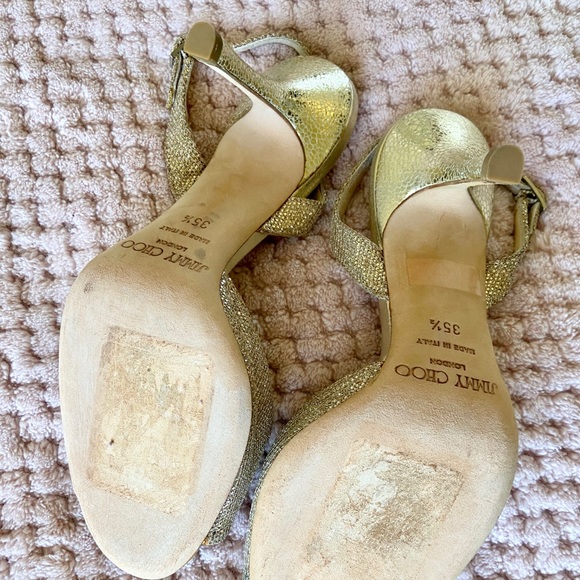 Jimmy Choo gold metallic open toe sling back - Picture 6 of 8